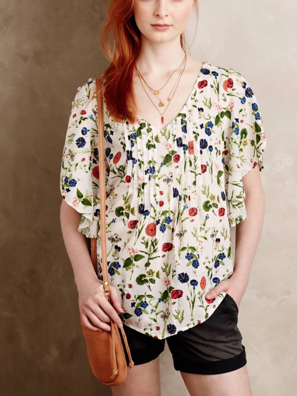 MAEVE Anthropologie Maya Wildflower Floral Ruffle Sleeve Peasant Top Size 12